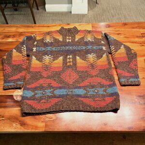 Hand Knit LAUREN Ralph Lauren Wool Blend Southwest Indian Aztec Sweater LRG